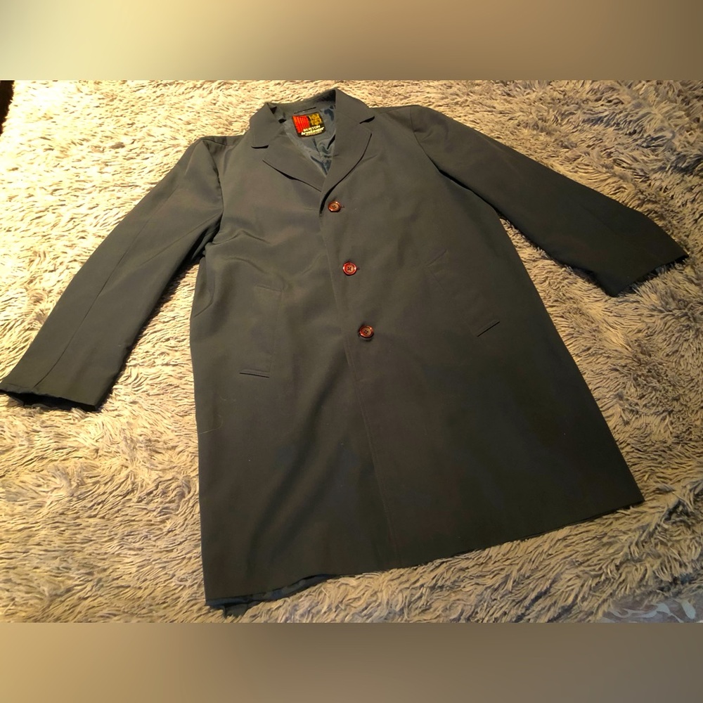 VTG 60s 70s Burton Breakwater Showerproof Tailored Overcoat/Raincoat Blue Lined